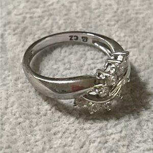 Sterling Silver Cocktail Statement Cubic Zirconia Ring 925 Size 7